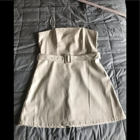 Lucy Paris | Dresses | 0 Lucy Paris Womens Ivory Belted Faux Leather Dress  Size 12 Nwt | Poshmark